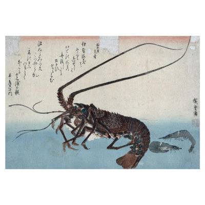 Crevettes et homard par Andô Hiroshige - Impression giclée