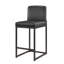Tabouret de comptoir de cuisine moderne 24 po avec base de traîneau en métal noir et similicuir noir (ensemble de 2)-600354217-598637964-598470249