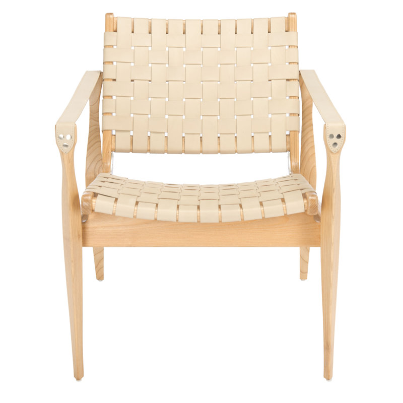 Armchair, White Genuine Leather, Natural