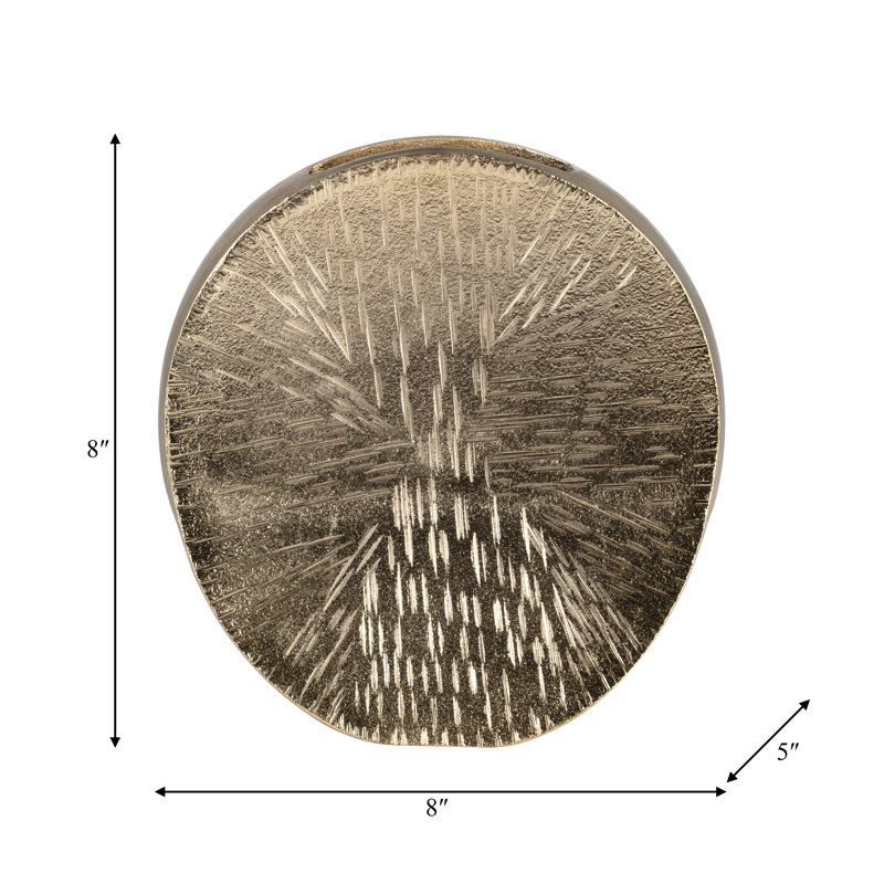 Glam Sculptural Metal Aluminum Vase with Etched Textured Surface and Unique Artistic Form for Contemporary Decorative Accent.