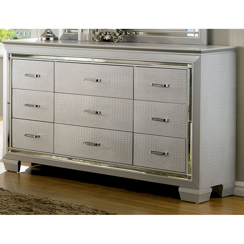 Commode 9 tiroirs Aghanliss, Argent