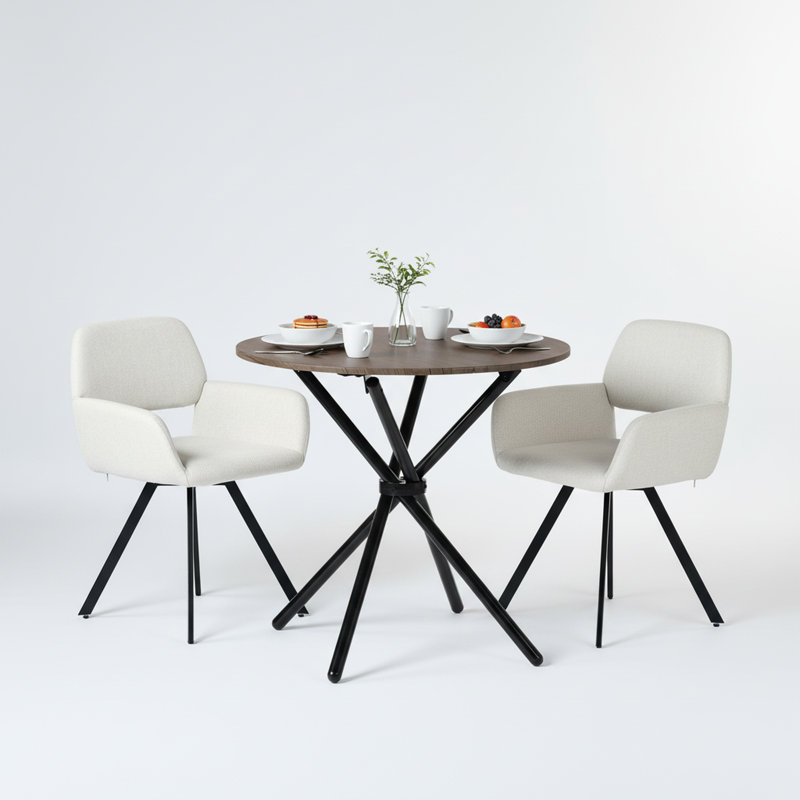 Ensemble de salle à manger moderne 3 pièces Harjovan, Beige/noir, Gris