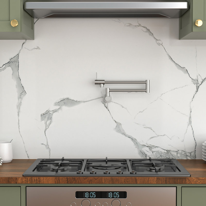 Robinet remplisseur mural à un trou, nickel brossé, deux poignées, pivotant sur 360 °, conception pliable pour un remplissage efficace de la cuisine - robinet à poignée rotative et extensible, utilisation en laiton massif