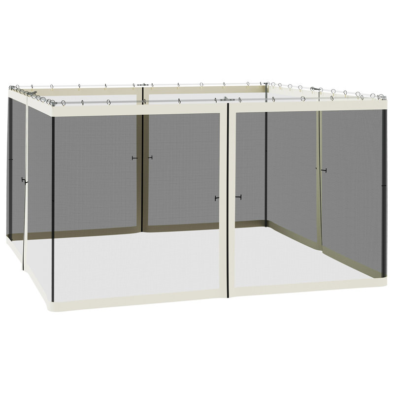 Filet de remplacement universel en mailles de remplacement 12 'x 12' pour abris de jardin et tentes à auvent avec fermetures à glissière, (paroi latérale seulement), crème