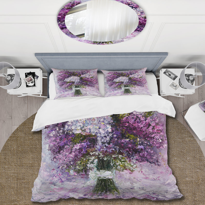 Purple Hyacinth Bouquet - Traditional Duvet Cover Set - Microfiber Polyester, King Duvet Cover + 2 King Shams