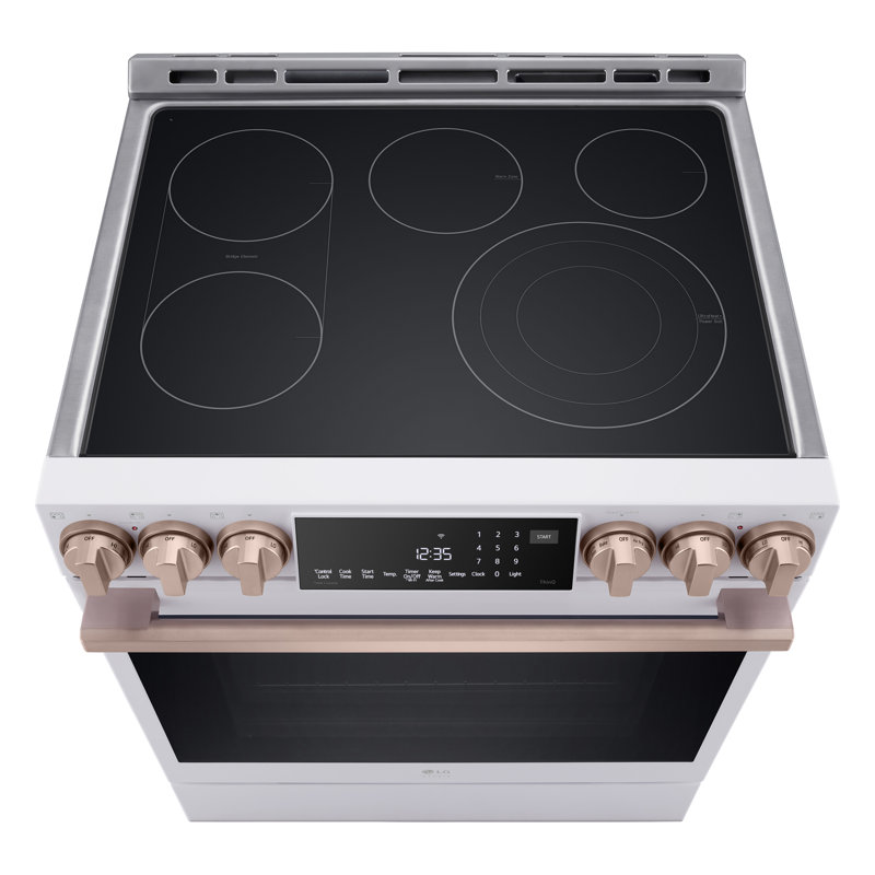30" 6.3 cu. ft. Smart Slide-in Electric Range with Convection Oven, Essence White