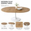 Table de salle à manger ronde extensible de 147 cm (57,87 po) pour 4 à 6 personnes, table moderne, table tulipe, plateau en MDF et pied en métal, table ovale moderne, table basse de style milieu du siècle pour salon, petits espaces, café (naturel)-133664149
