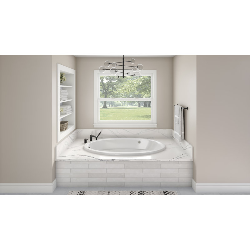 Sunward 72" x 42" Drop in Soaking Acrylic Bathtub, Biscuit