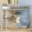 Lit mezzanine double en métal avec bureau et tablette