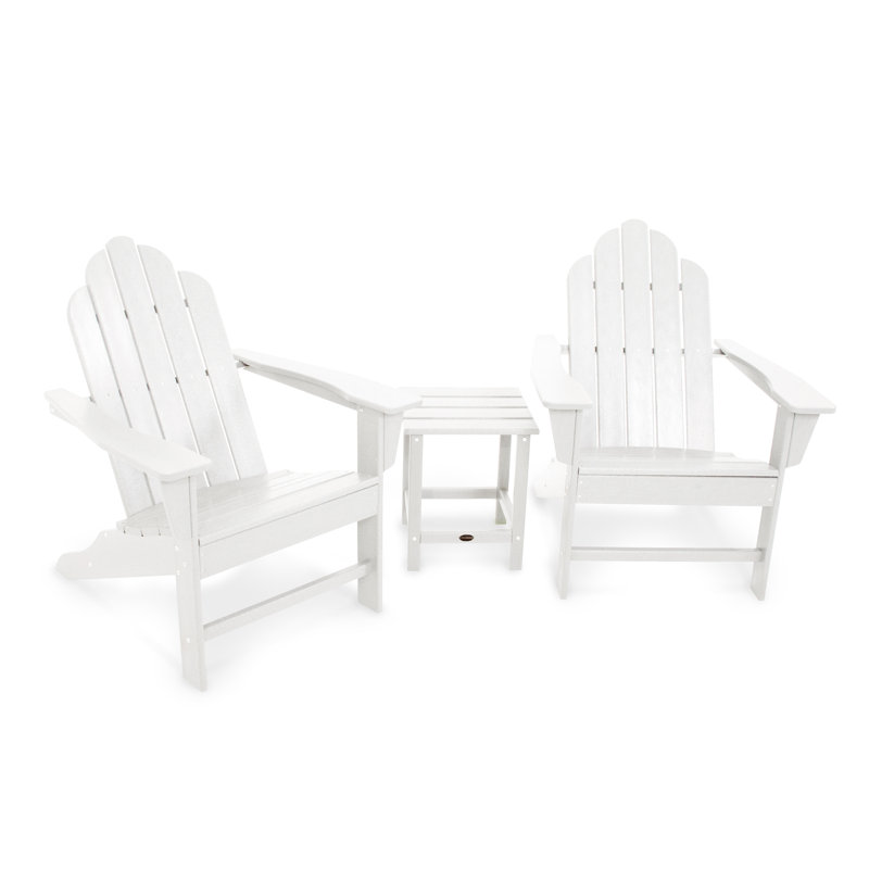 POLYWOOD Long Island Adirondack 3-Piece Set, White