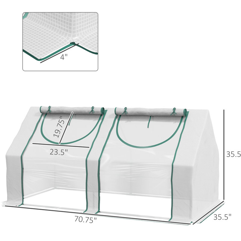 Serre pour jardin de 6 pi x 3 pi, transparente, structure en acier, 2 couvercles et utilisateur - Fenêtres portatives transparentes de 3 pi, acier, housses en PE / plastique, multi-usages