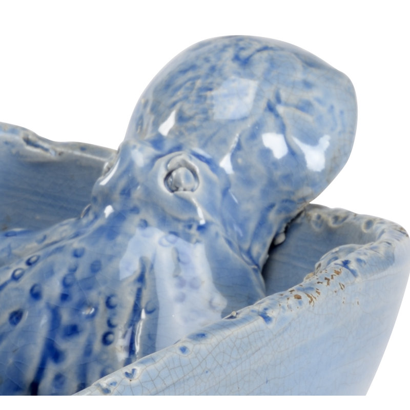 Coastal Ceramic Decorative Bowl, Blue Glaze
