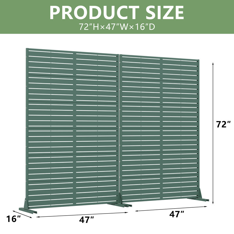 Metal Privacy Screen Fence Panel, H 72 po x l 94 po x P 16 po, Vert foncé