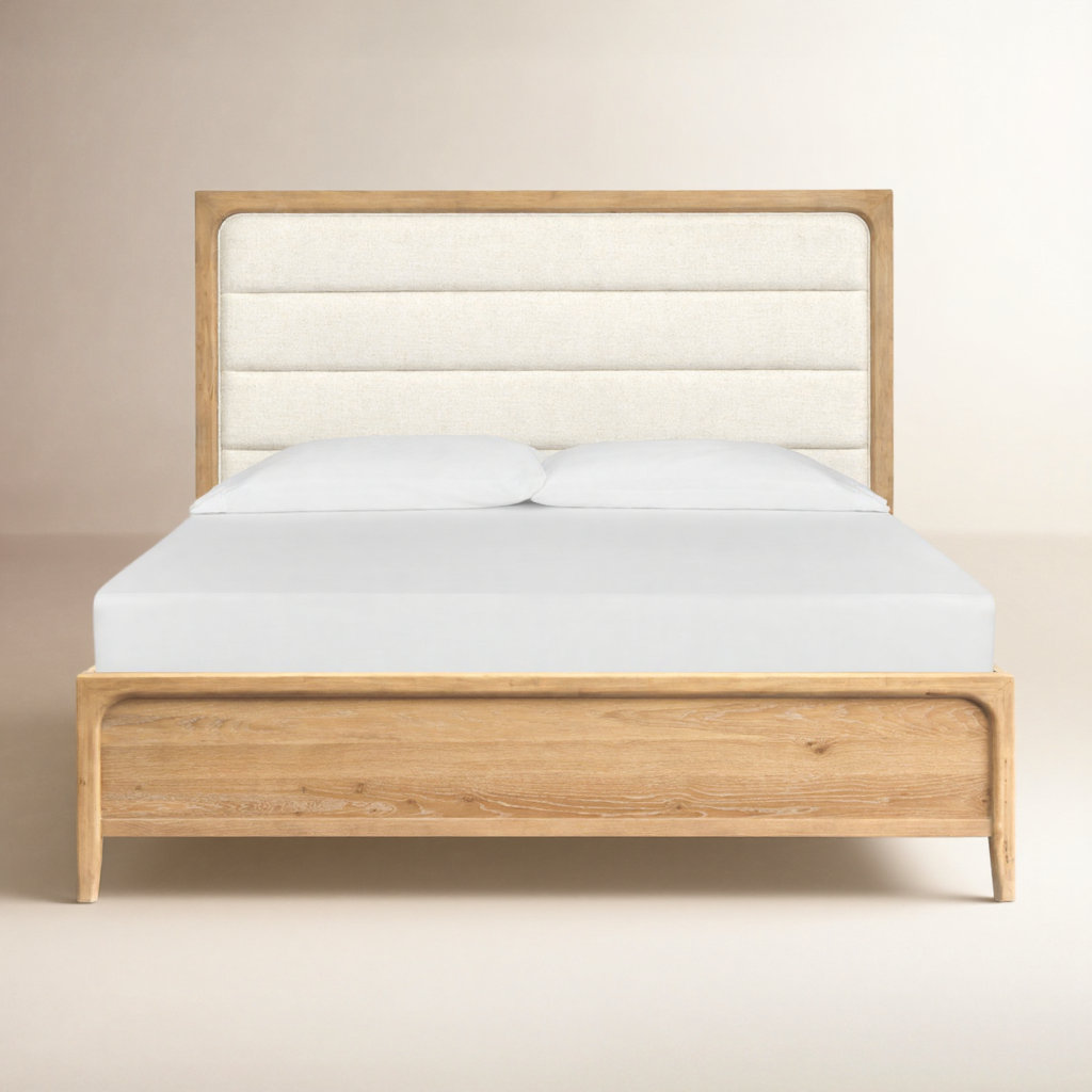 Rory Upholstered Oak Bed, Queen