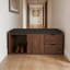 Banc de rangement industriel avec range-chaussures caché et 2 tiroirs, banc de siège rembourré pour vestibule, salon et chambre à coucher-667219596-667219599