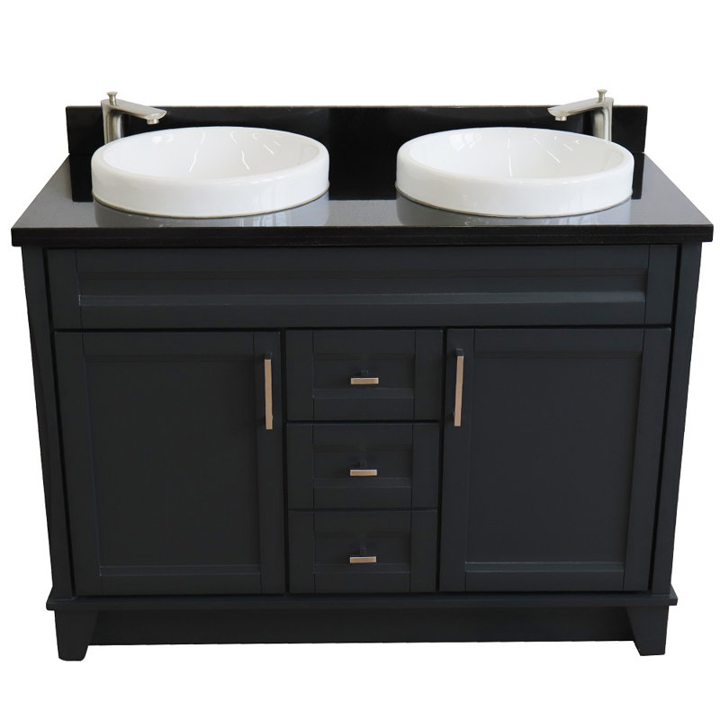 Ensemble de meuble-lavabo double 49 po Rouleau, Noir galaxie