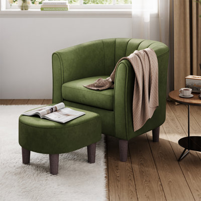 Torrence Upholstered Barrel Chair with Ottoman