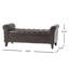 Banc de rangement élégant avec couvercle à boutons et accoudoirs roulés gracieux, accoudoirs en similicuir brun