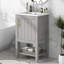 Meuble-lavabo de salle de bain avec lavabo, armoire de salle de bain avec porte à fermeture douce, support de rangement et tablette ouverte, gris-106163645