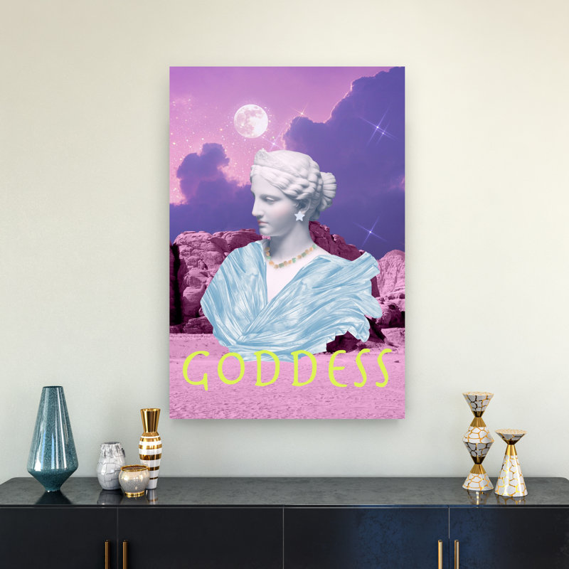 Goddess Of The Desert Moon Dreamy Serene Surreal Landscape Architecture Wall Art Print by Talitha McQueen - Print