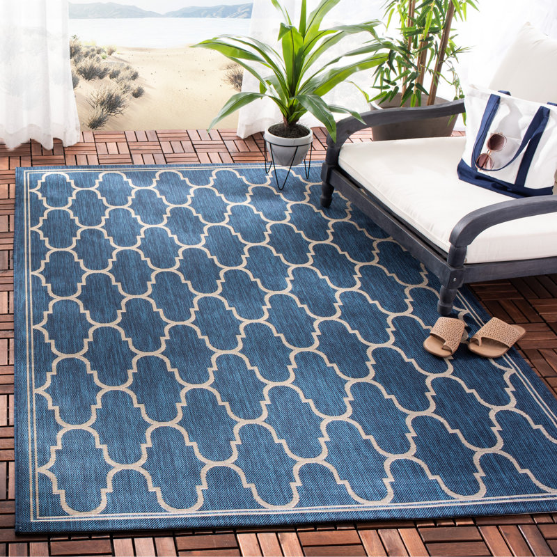 Tapis d'intérieur / extérieur à motif géométrique Reid Performance, Rectangle 8 pi x 11 pi