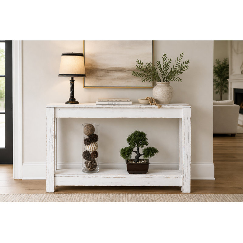 Biggs Solid Wood Console Table, White, 28" H x 46" W x 8" D