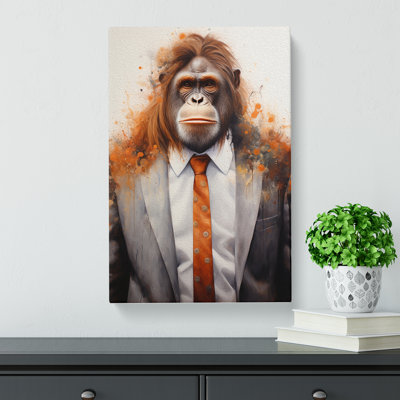 Orangutan In A Suit Painting - No Frame Print