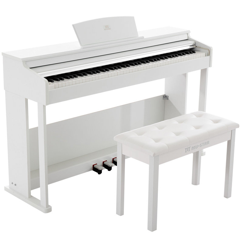 88 Key Weighted Wooden Piano with Storage Bench, White