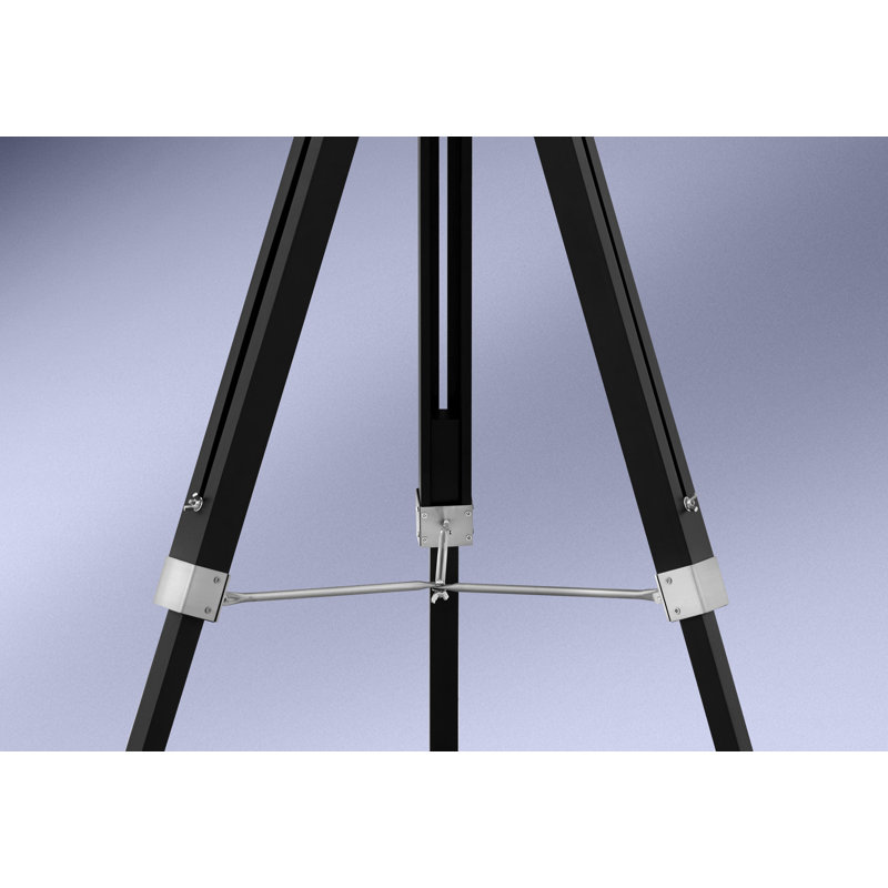 Treppi 41-58 in. Tripod Ebony Wood and Brushed Steel Floor Lamp