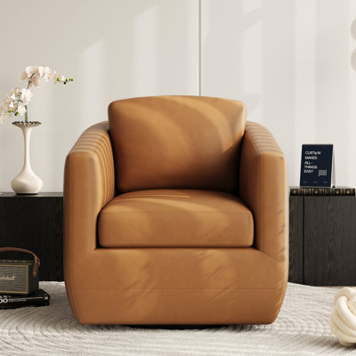 Modern Soft 29" Wide Boucle Upholstered 360° Swivel Accent Chair No Assembly Required by Latitude Run