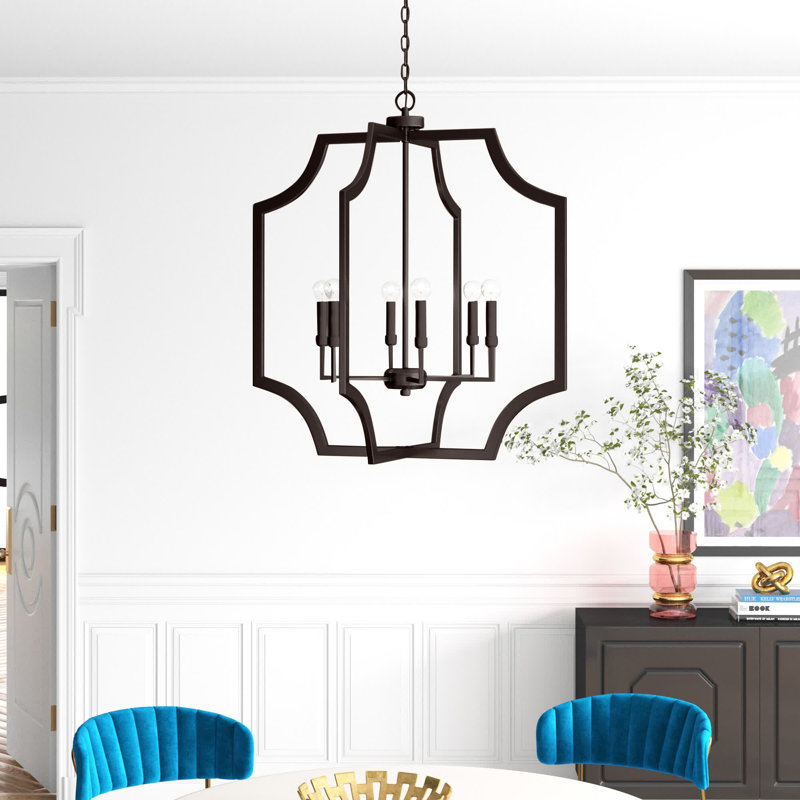  Lustre géométrique à 6 lumières, Fer noir