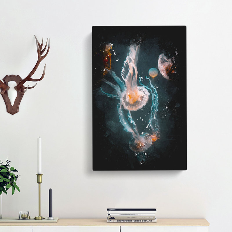 Peach Jellyfish - Wrapped Canvas Print, 91cm H x 60cm W x 3cm D