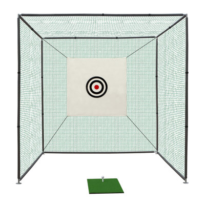 10'x10'x10' Golf Practice Net Cage Metal Frame Hitting Kit Indoor Outdoor Use