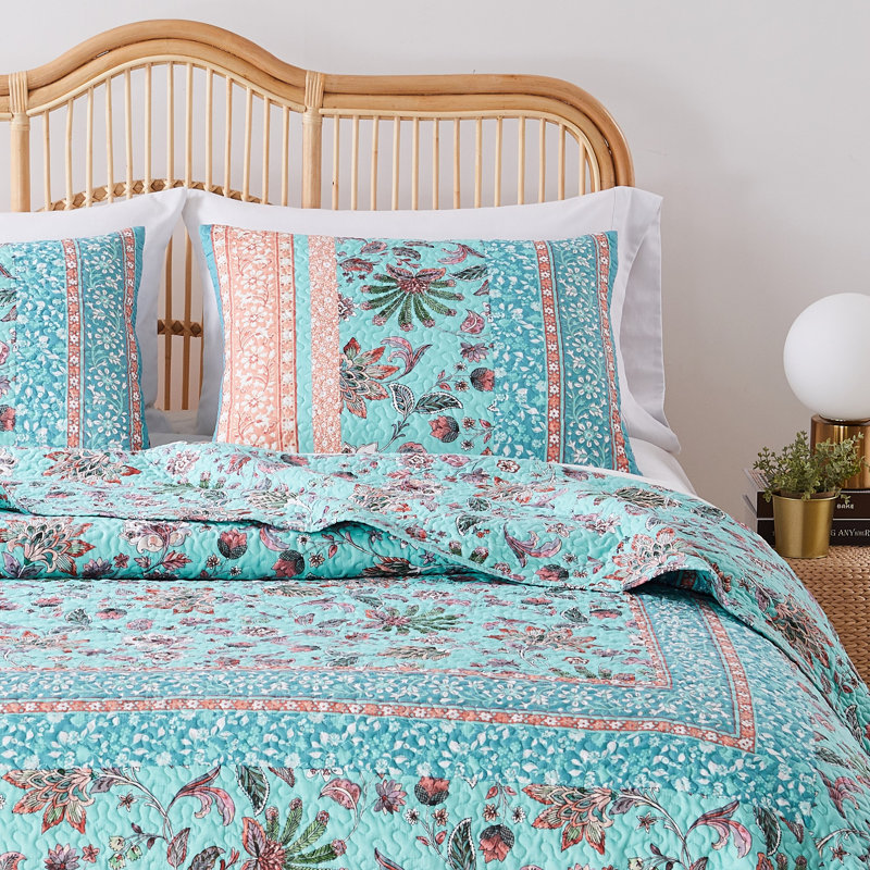 Taie décorative turquoise Audrey Greenland Home Fusions, 20 x 36, Très grand lit
