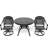 All-Weather 3 Dining With Cast Aluminum, 2 Swivel Chairs & 39.37" Round Table, Black, Resilient And Appealing Aluminum , To Elements Comfortable Tabletop-1142179905