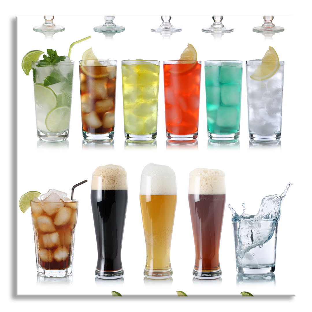 Glasbild "Cocktails, Longdrinks und Bier"