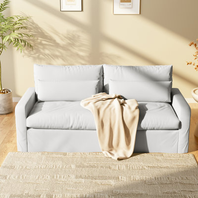 Somonia 80" Wide Down-filled  Sofa, 3-Seater Deep Seat for Small Spaces -Easy Assembly， Removable Washable Covers & Solid Wood Frame