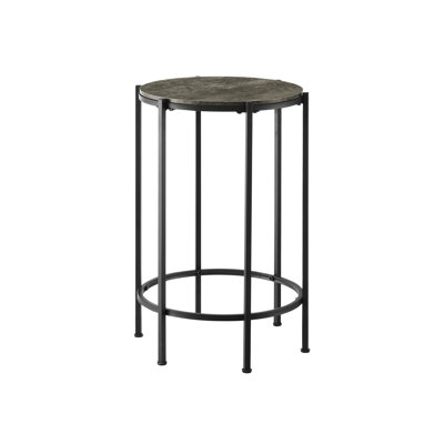 Stylish Dark Bronze Laminate Side Table With Black Metal Base, Ideal For Bedroom Ambiance Construction Living Room