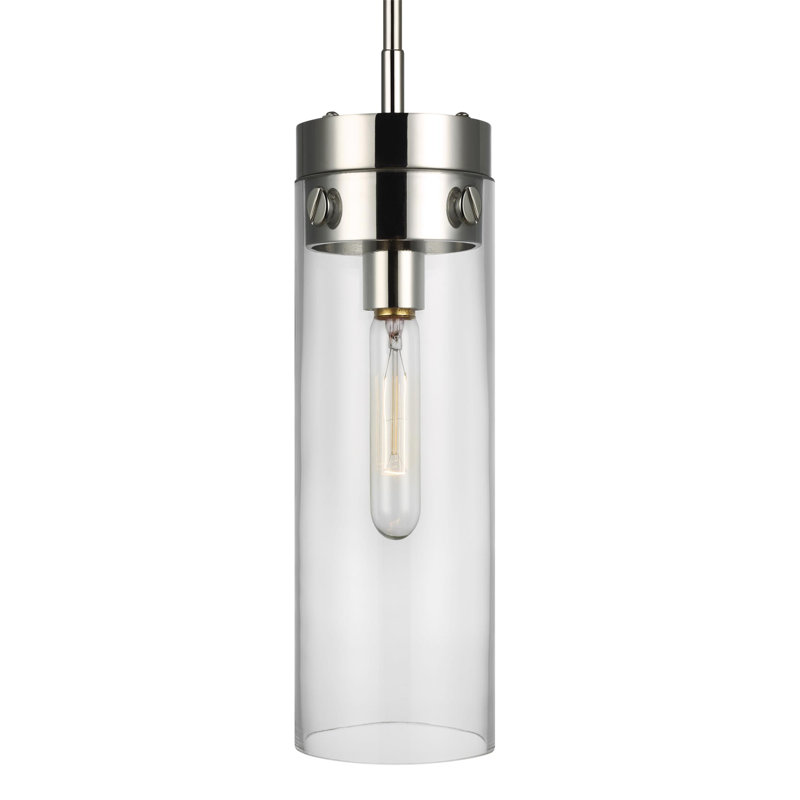 Wasdale 1 - Light Single Cylinder Pendant by Chapman & Myers , Polished Nickel, 21.75" H x 5.5" W x 5.5" D