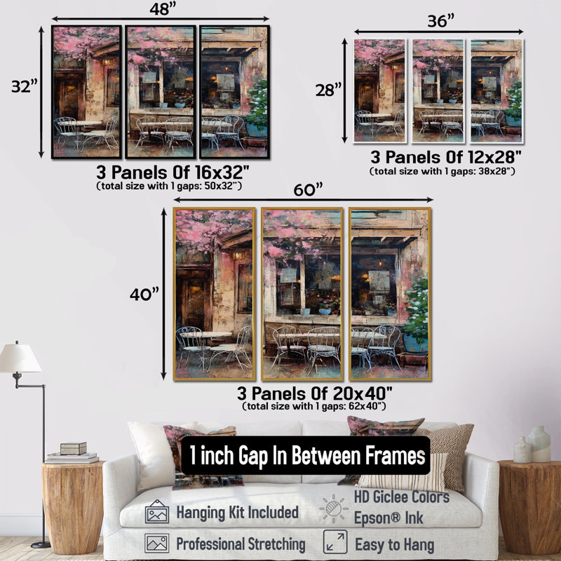 Ensemble de salon Sherborn - City Paris Wall Art, H 28 po x l 36 po x P 1 po, Cadre flottant brun