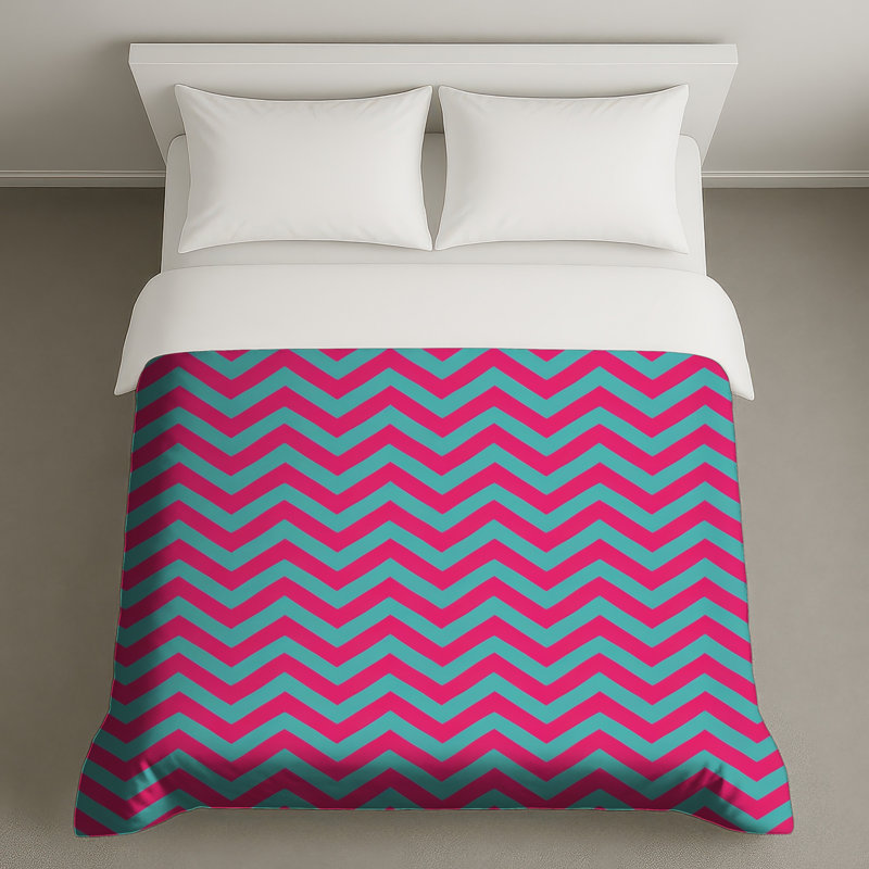 Housses de couette à chevrons roses et bleues, King