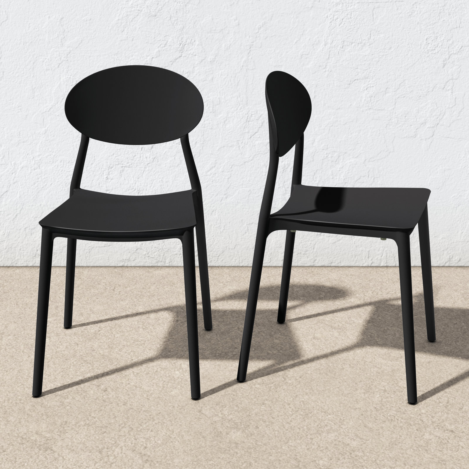 Aldric Premium All-Weather Wicker Outdoor Stacking Dining Side Chair, Black