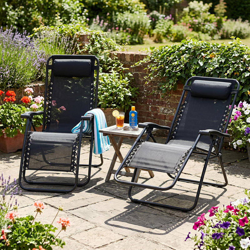 Folding Recliner Chair, Black