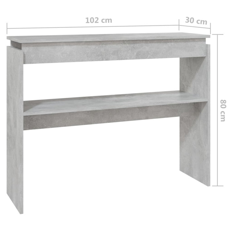 Console avec rangement compact en bois d'ingénierie, H 31,5 po x l 40,2 po x P 11,8 po, Gris béton
