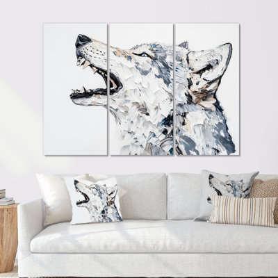 Wolf Howl In Soft Colors III - Wolf Wall Art Set