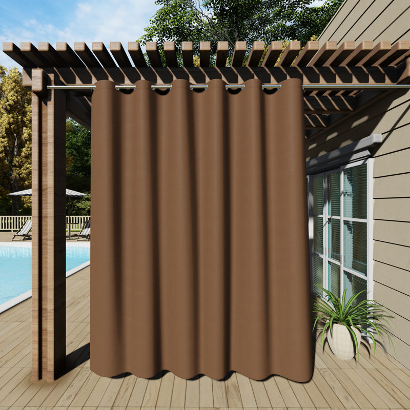 Rideau d'extérieur avec œillets, rideaux de salon imperméables et occultants, isolant et occultant pour la chambre à coucher, efficace pour le soleil et la protection de la vie privée, pour balcon, terrasse, pergola d'intérieur, panneau simple, l 52 po x L 84 po, brun