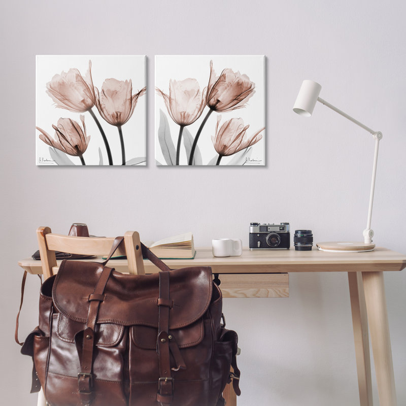 Ensemble de 2 tulipes translucides en fleurs translucides, design par Albert Koetsier, H 17 po x l 17 po