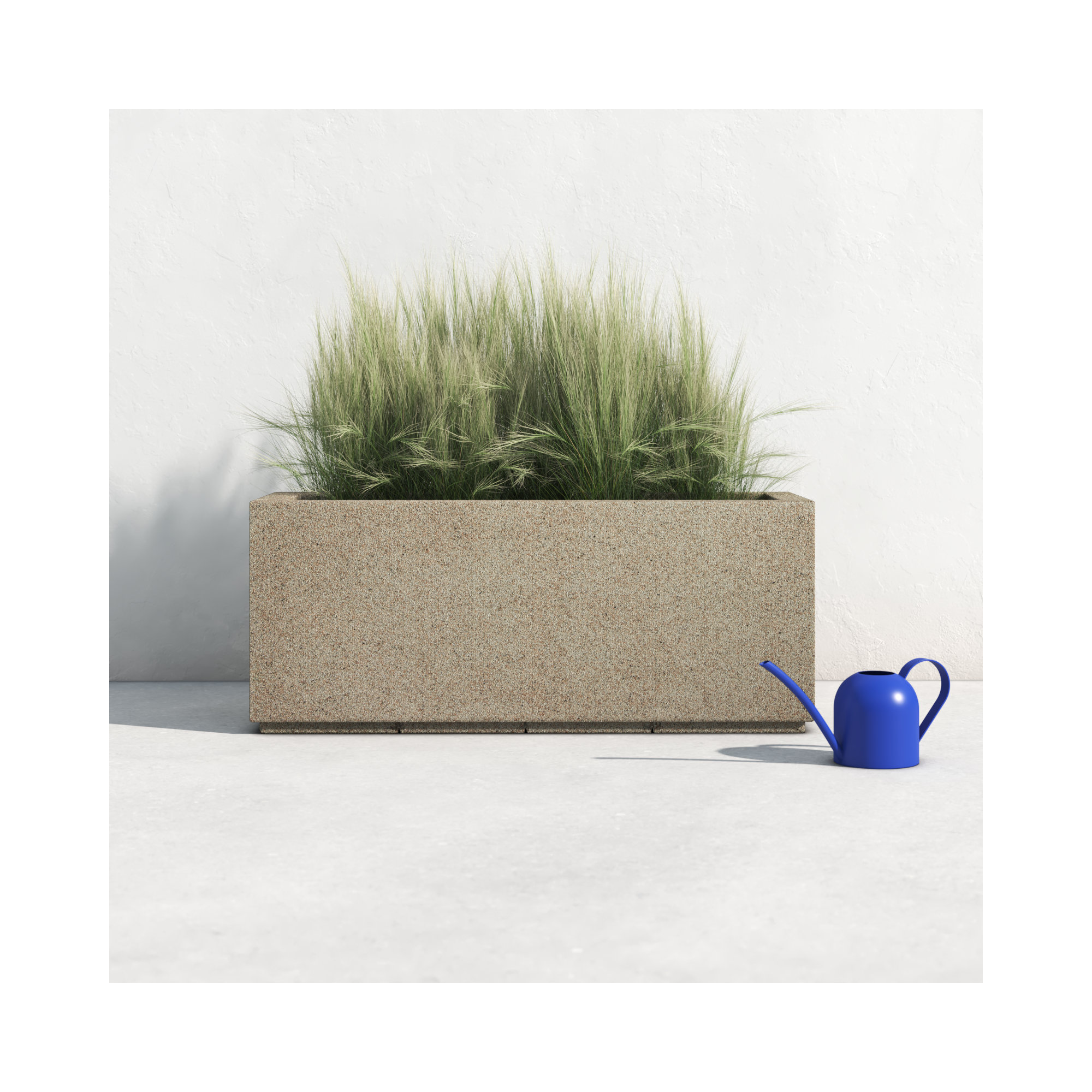Gita Tall Lightweight Outdoor Trough Planter Box, Sandstone Granite, 19"H x 46"W x 17"D