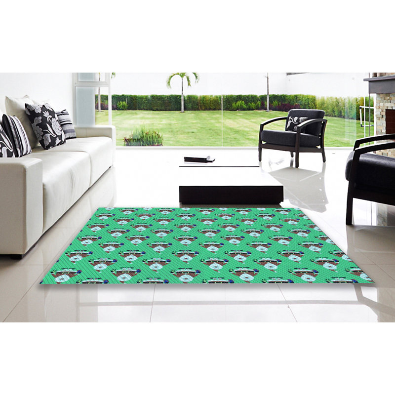 Tapis carré bleu tissé à la machine 6 pi x 6 pi