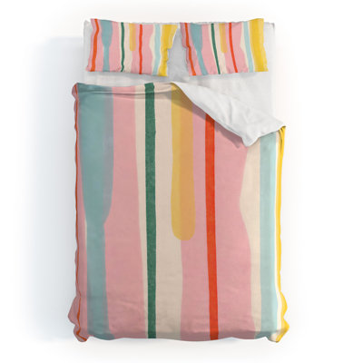 Little Arrow Design Co ivy stripes cream and blush Duvet Cover Set_3